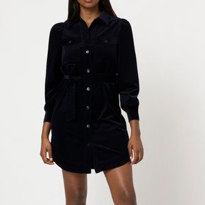 Deep Blue Cordoroy Modern Shirt Dress